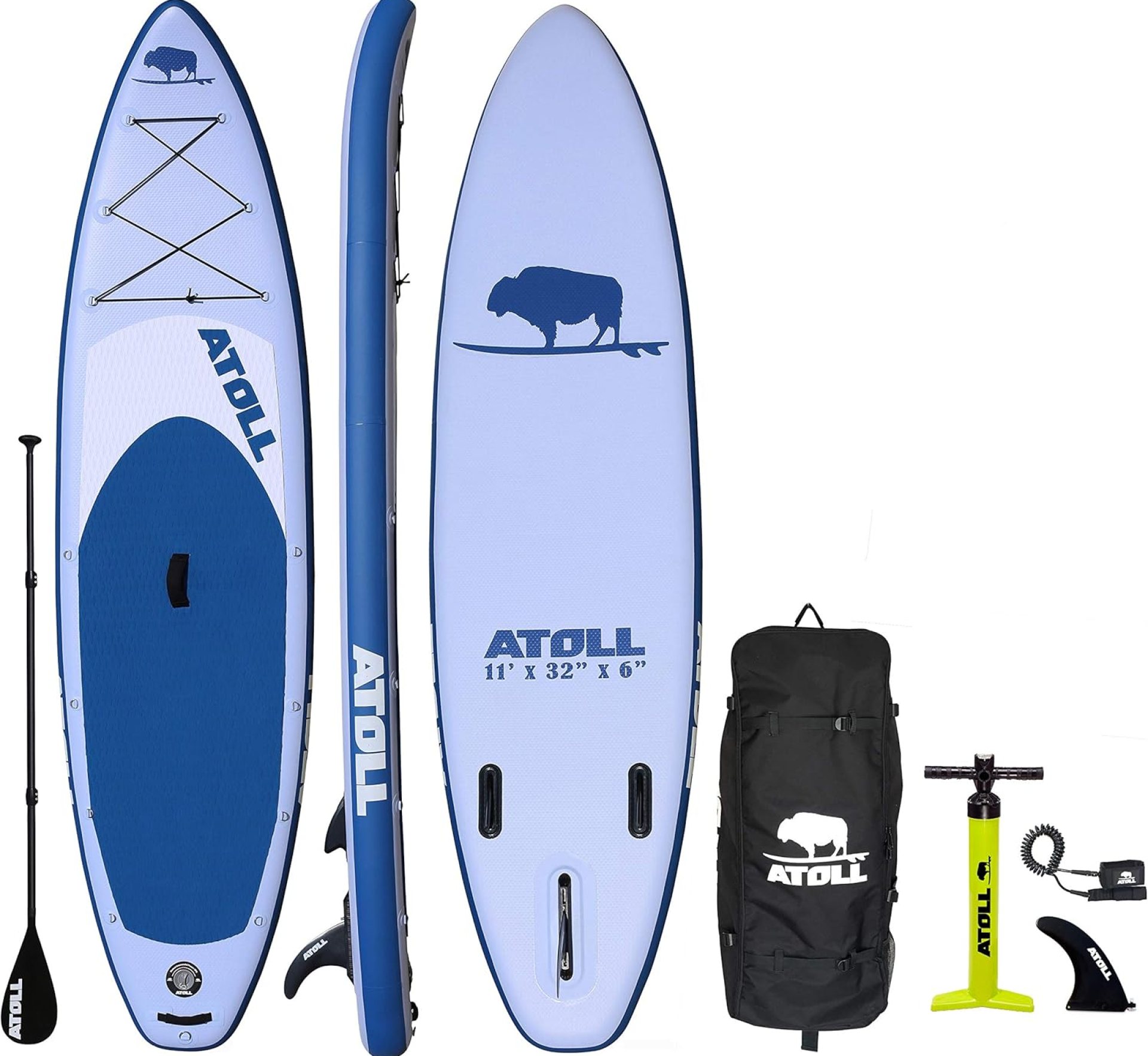 Atoll Inflatable Stand Up Paddle Board ISUP, Bravo Hand Pump and 3 Piece Paddle, Travel Backpack and Accessories New Leash Included Two Sizes – 11ft and 9ft Atoll Inflatable Stand Up Paddle Board ISUP, Bravo Hand Pump and 3 Piece Paddle, Travel Backpack and Accessories New Leash Included Two Sizes – 11ft and 9ft