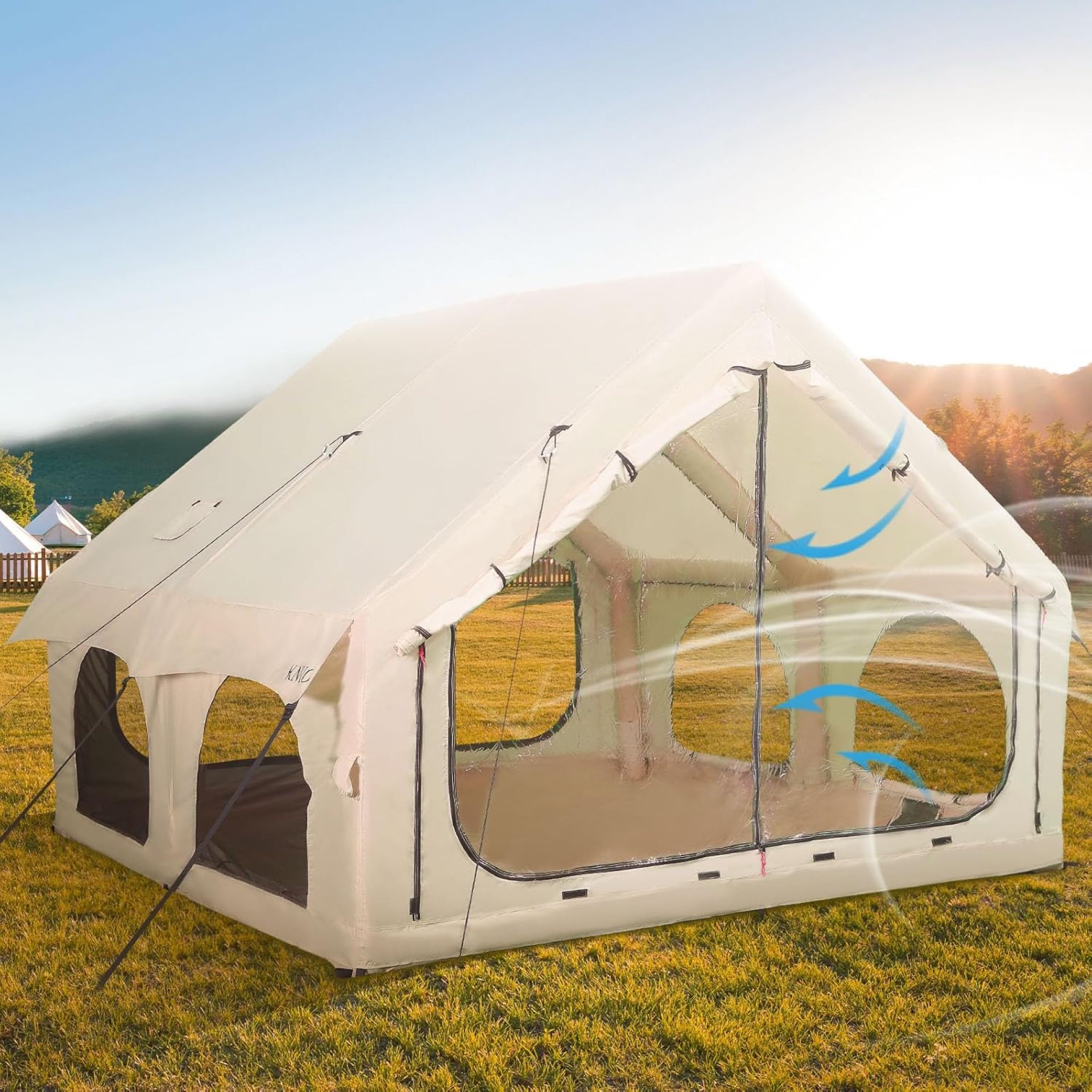 2025 Upgraded 100% Waterproof Inflatable Camping Tent, Large Blow-Up Air Tent, No Assembly Needed Luxury Glamping House, Oxford Fabric 2025 Upgraded 100% Waterproof Inflatable Camping Tent, Large Blow-Up Air Tent, No Assembly Needed Luxury Glamping House, Oxford Fabric