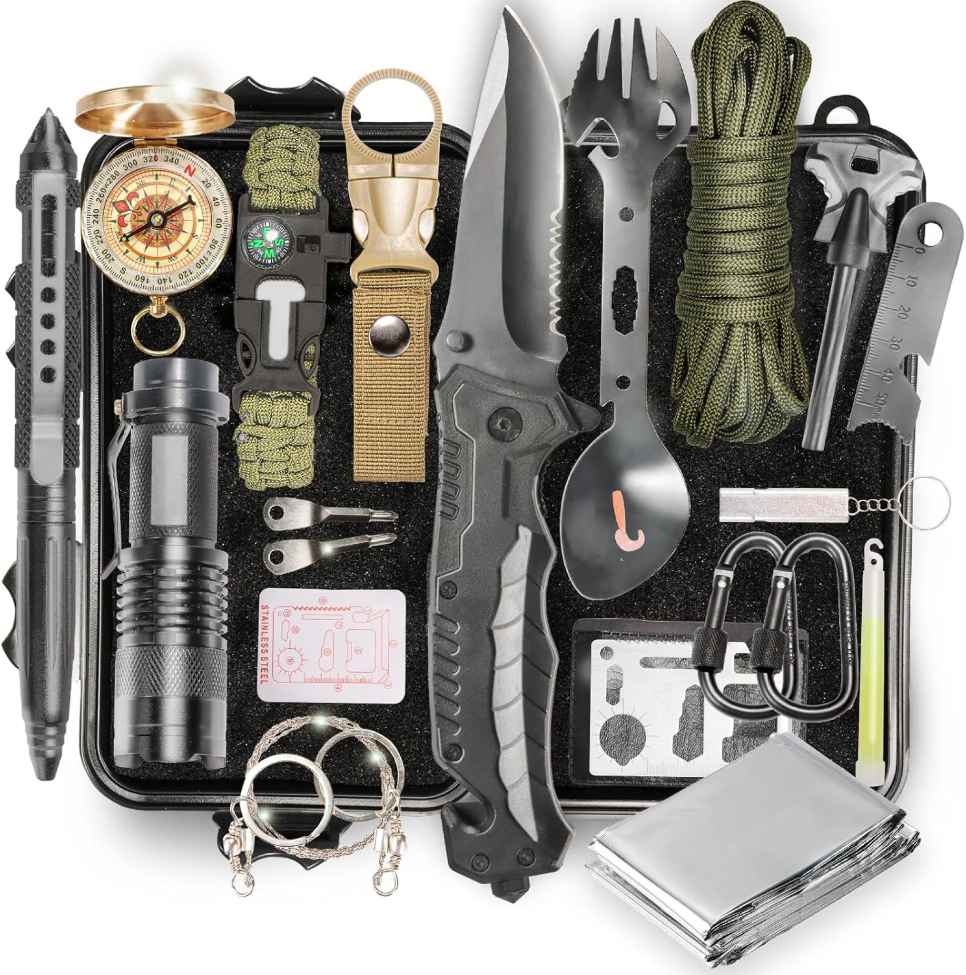 Gifts for Men, Teen Boy, Dad, Husband, Boyfriend, Brother. 20-in-1 Adventure Survival Kits – Camping Hiking Essential Gear and Wilderness Adventures Disaster Prepasredness Kit Gifts for Men, Teen Boy, Dad, Husband, Boyfriend, Brother. 20-in-1 Adventure Survival Kits – Camping Hiking Essential Gear and Wilderness Adventures Disaster Prepasredness Kit