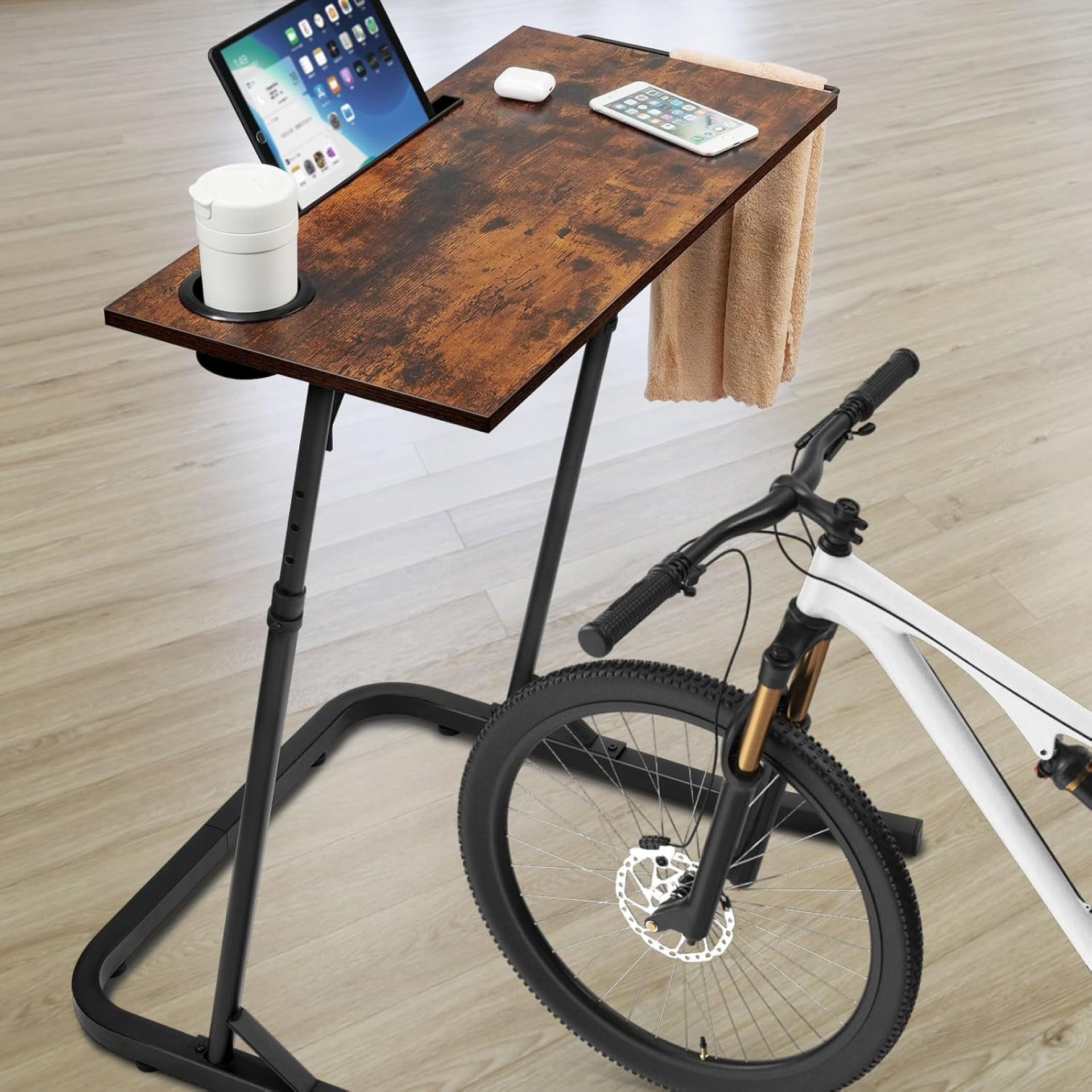 Ikkle Adjustable Bike Trainer Fitness Desk, Workstation Standing Desk for Treadmill Cycling, Cycle Desk Trainer Stand Table for Indoor Workstation Ikkle Adjustable Bike Trainer Fitness Desk, Workstation Standing Desk for Treadmill Cycling, Cycle Desk Trainer Stand Table for Indoor Workstation