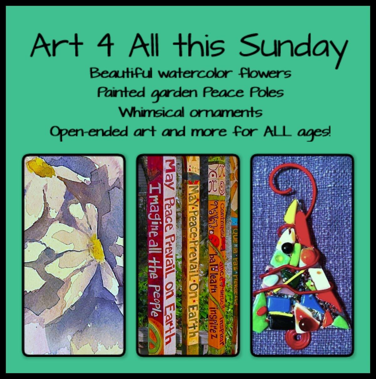 Whoo hoo! Art 4 All at Fort King Presbyterian is back THIS SUNDAY, July 21, from 2 til 5. Whoo hoo! Art 4 All at Fort King Presbyterian is back THIS SUNDAY, July 21, from 2 til 5.