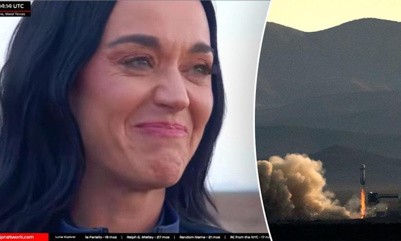 Katy Perry collapses after Blue Origin’s landing and kisses the ground after her “incredible” trip to space Katy Perry collapses after Blue Origin’s landing and kisses the ground after her “incredible” trip to space