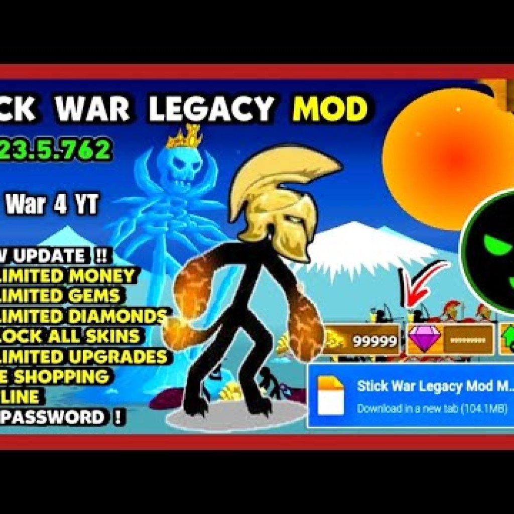 Stick War Legacy Mod Menu v20235764: Tăng Vàng, Kim Cương, Auto Win, 1 Hit Stick War Legacy Mod Menu v20235764: Tăng Vàng, Kim Cương, Auto Win, 1 Hit