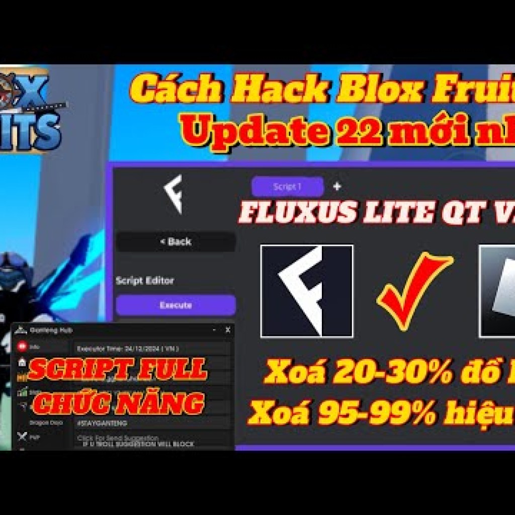 Cách Xoá Đồ Hoạ Hiệu Ứng và Hack Blox Fruit Fluxus Lite QT V2652 với Script Đầy Đủ Chức Năng Cách Xoá Đồ Hoạ Hiệu Ứng và Hack Blox Fruit Fluxus Lite QT V2652 với Script Đầy Đủ Chức Năng