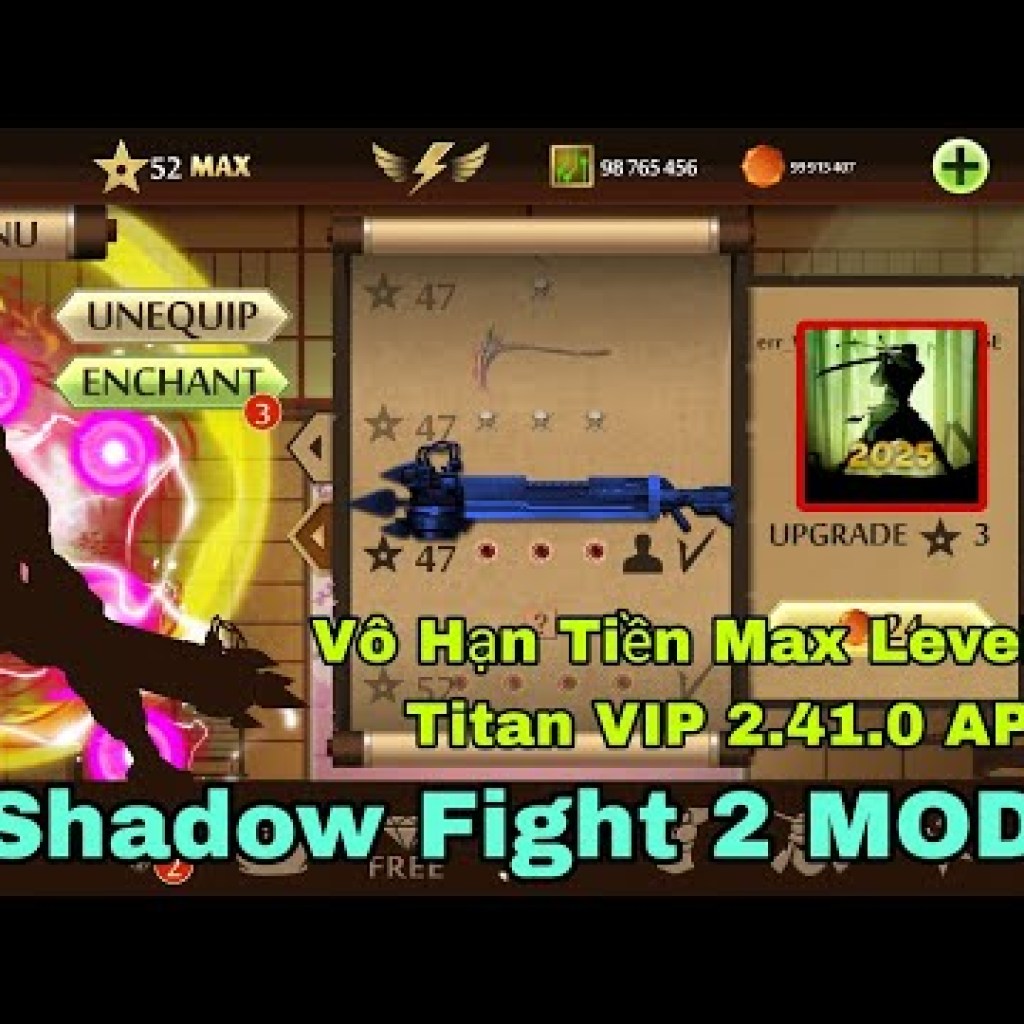 Hướng dẫn Hack Shadow Fight 2 APKIOS MOD APK Menu VIP: Max level 99, Vô hạn tiền và vũ khí 2405 Hướng dẫn Hack Shadow Fight 2 APKIOS MOD APK Menu VIP: Max level 99, Vô hạn tiền và vũ khí 2405