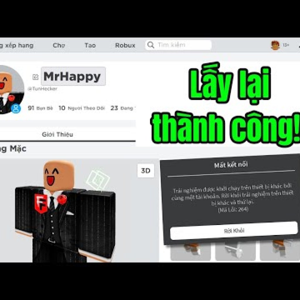 Cách khôi phục tài khoản Roblox bị Hack thành công của bạn tôi Cách khôi phục tài khoản Roblox bị Hack thành công của bạn tôi