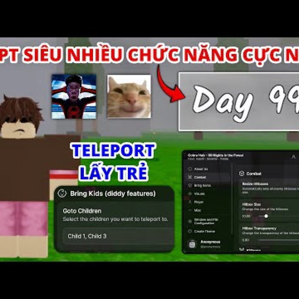 Hack 99 Night in the Forest: Script Kill Aura và Teleport Item Hack 99 Night in the Forest: Script Kill Aura và Teleport Item