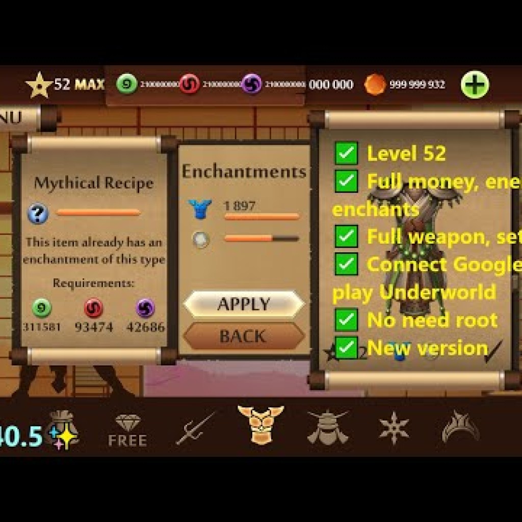 Hướng dẫn Hack Shadow Fight 2 v2405 mod apk: full tiền, gems, level 52, set event và vũ khí mới Hướng dẫn Hack Shadow Fight 2 v2405 mod apk: full tiền, gems, level 52, set event và vũ khí mới