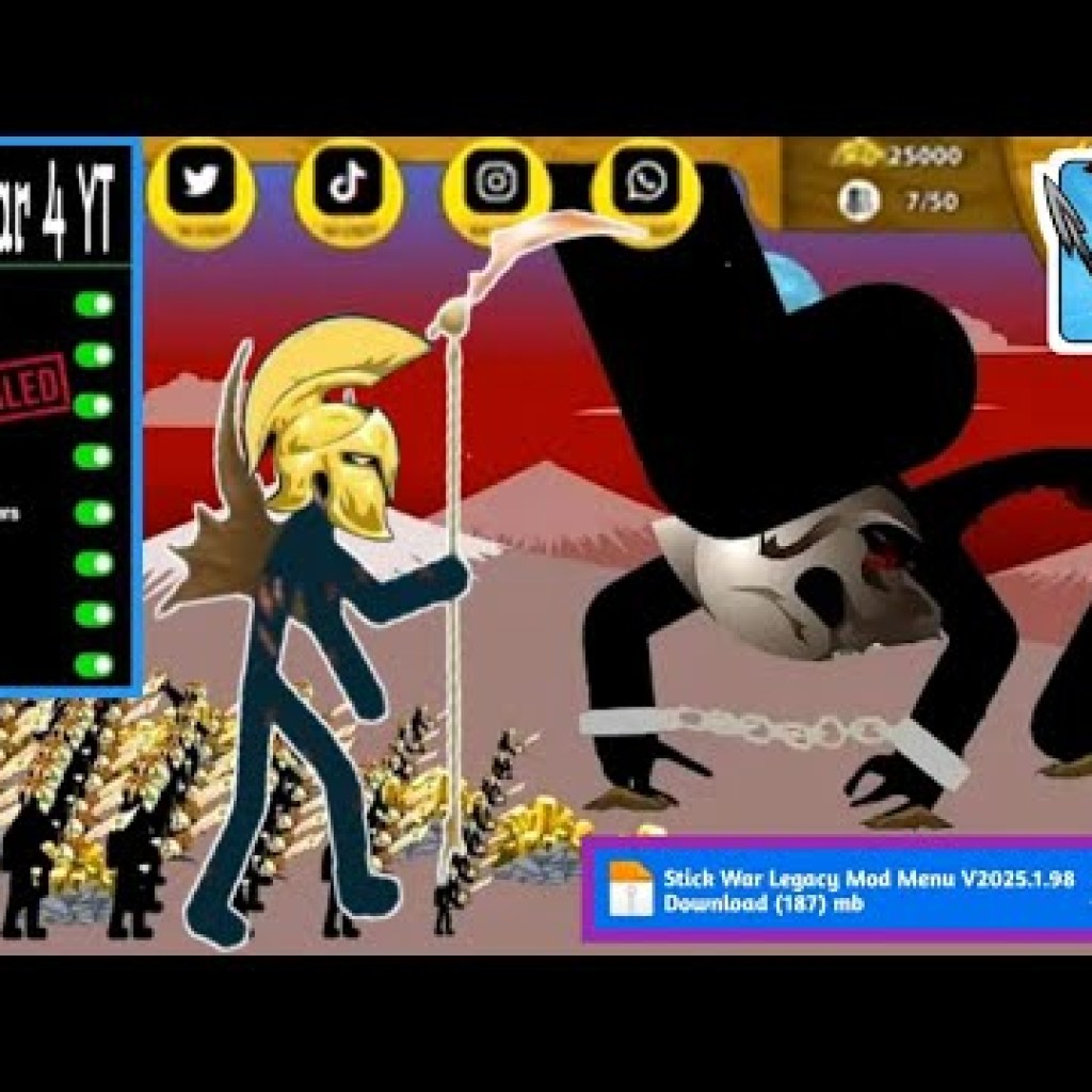 Stick War Legacy Mod 2025: Menu Đặc biệt, Chế độ 1 Hit Boss Stickman Stick War Legacy Mod 2025: Menu Đặc biệt, Chế độ 1 Hit Boss Stickman