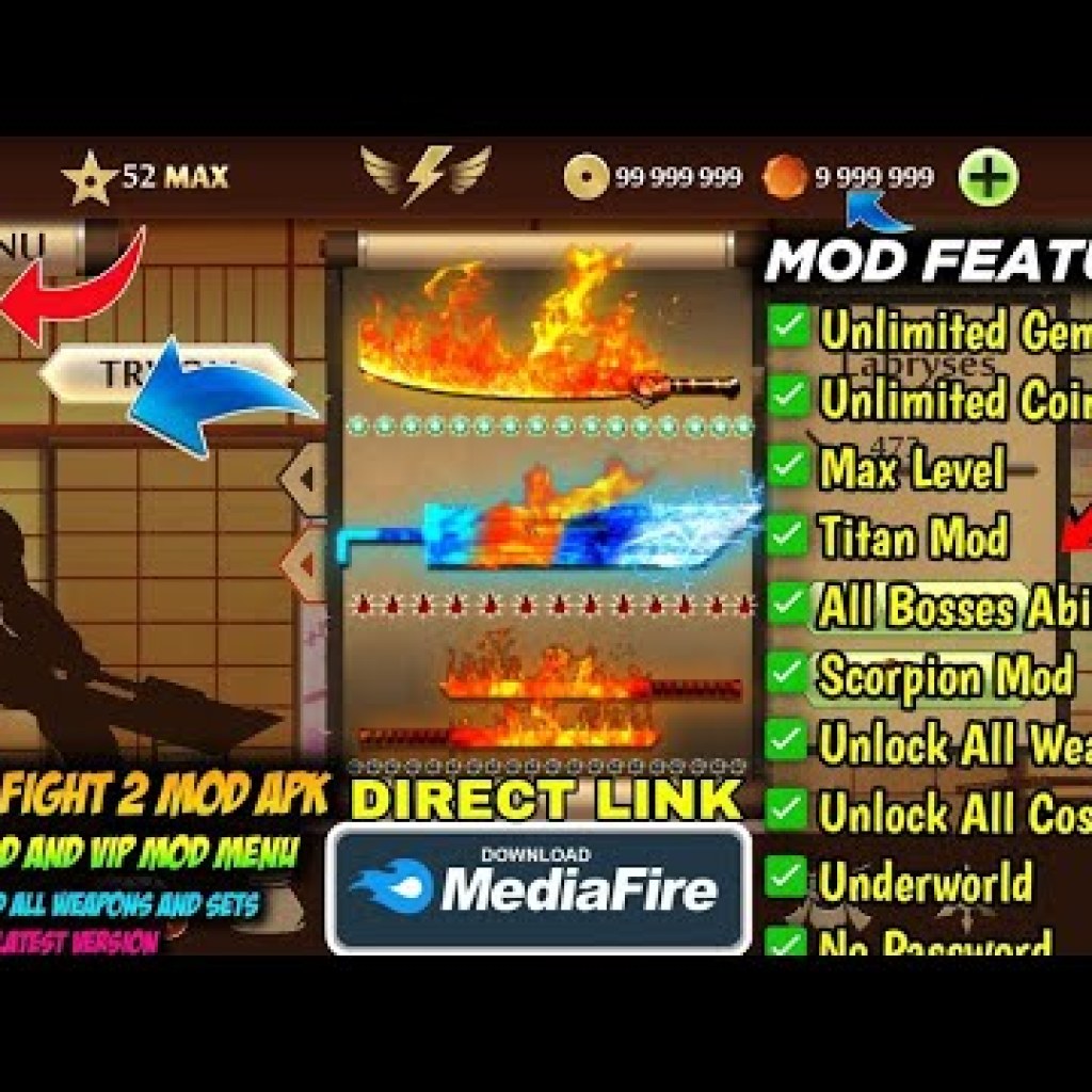 Hướng dẫn Hack Shadow Fight 2 APKIOS MOD APK: VIP Menu, Titan Max level 99, Vô hạn tiền và vũ khí 2405 Hướng dẫn Hack Shadow Fight 2 APKIOS MOD APK: VIP Menu, Titan Max level 99, Vô hạn tiền và vũ khí 2405