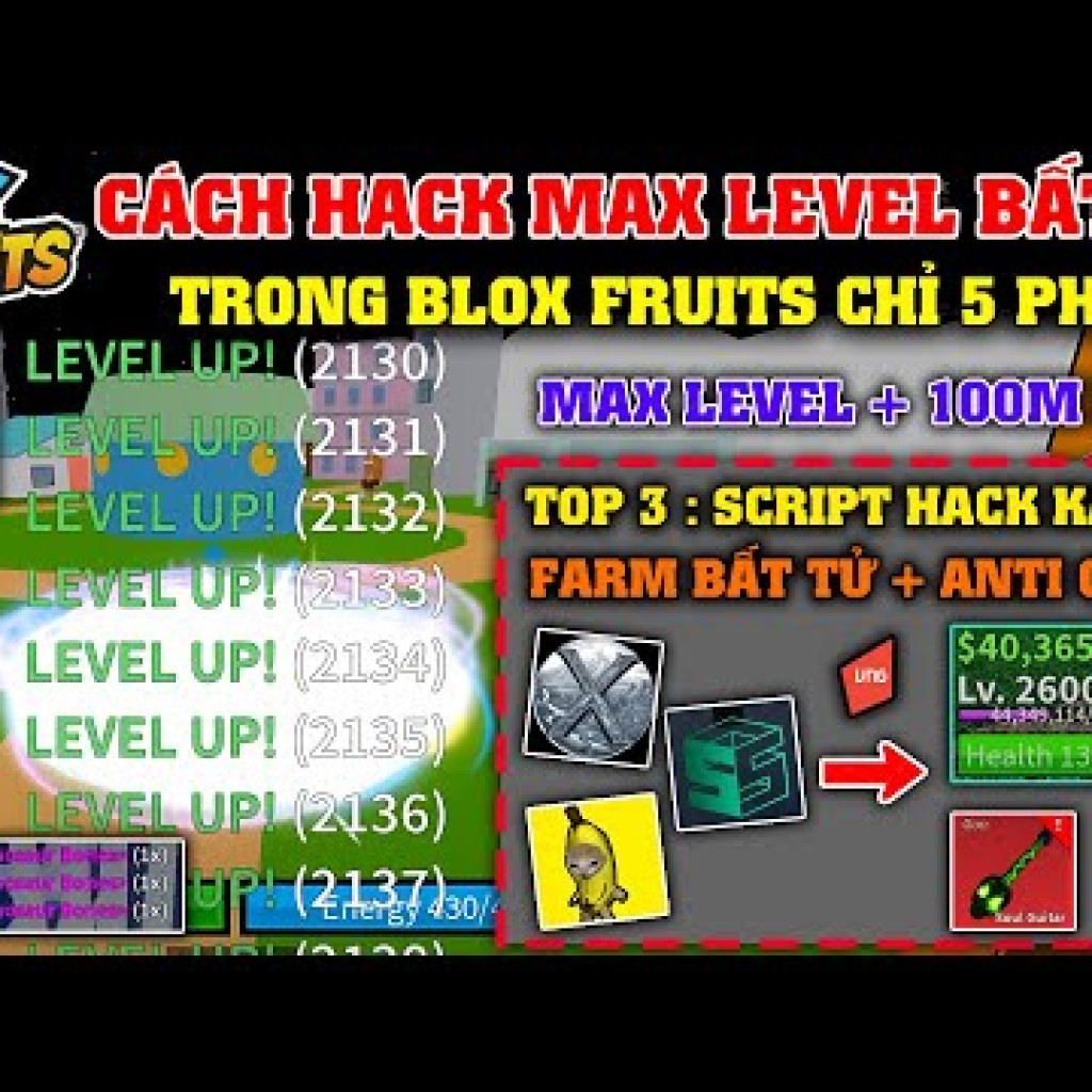 Thủ thuật Hack Max Level và Full item trong Blox Fruits VNG Bất Tử 100 với 3 Script Hack Kaitun Vip Thủ thuật Hack Max Level và Full item trong Blox Fruits VNG Bất Tử 100 với 3 Script Hack Kaitun Vip