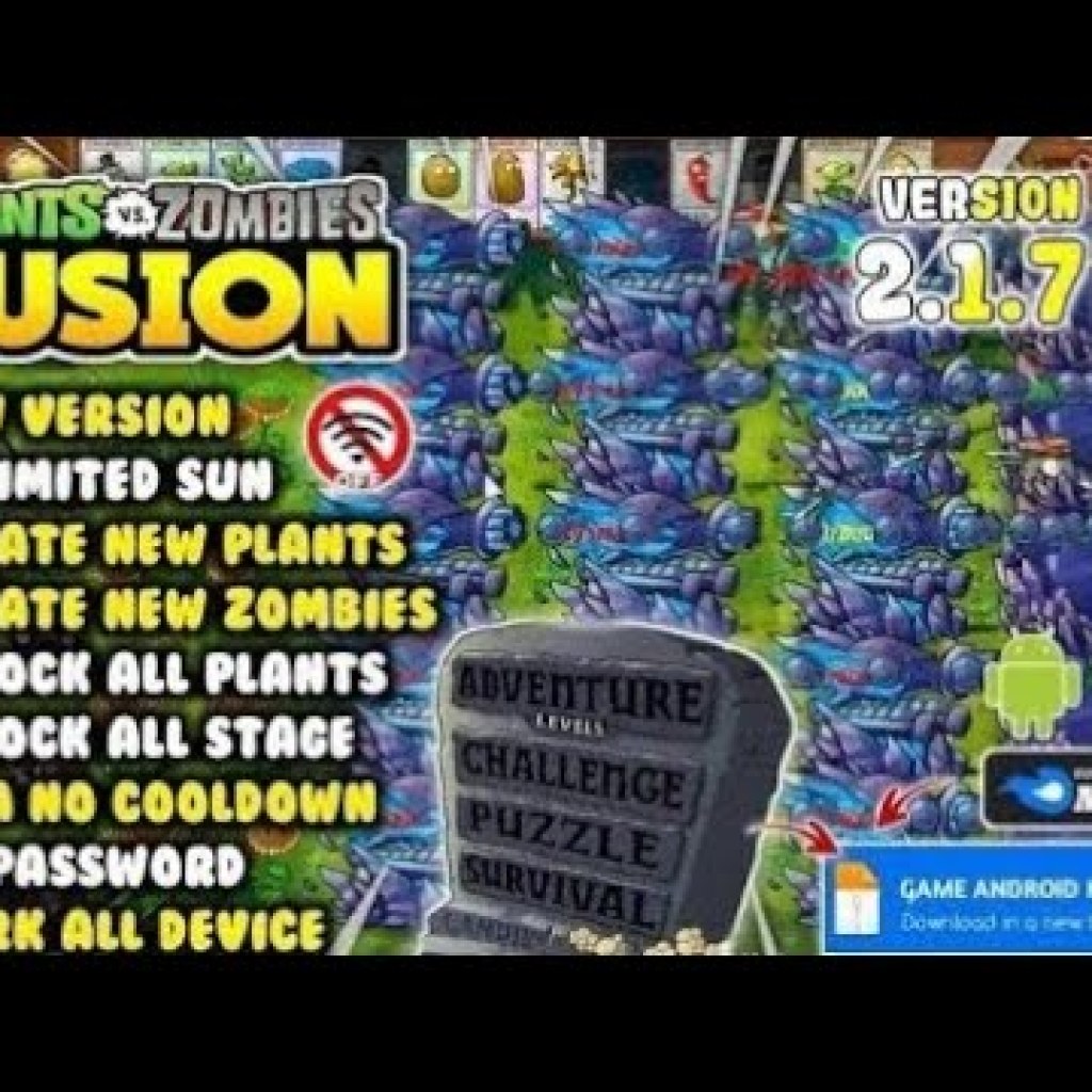 Tải Plants vs Zombies Fusion Edition Mod APK phiên bản mới nhất 217 với vô hạn tiền mặt và mở khóa tất cả các loài cây Tải Plants vs Zombies Fusion Edition Mod APK phiên bản mới nhất 217 với vô hạn tiền mặt và mở khóa tất cả các loài cây