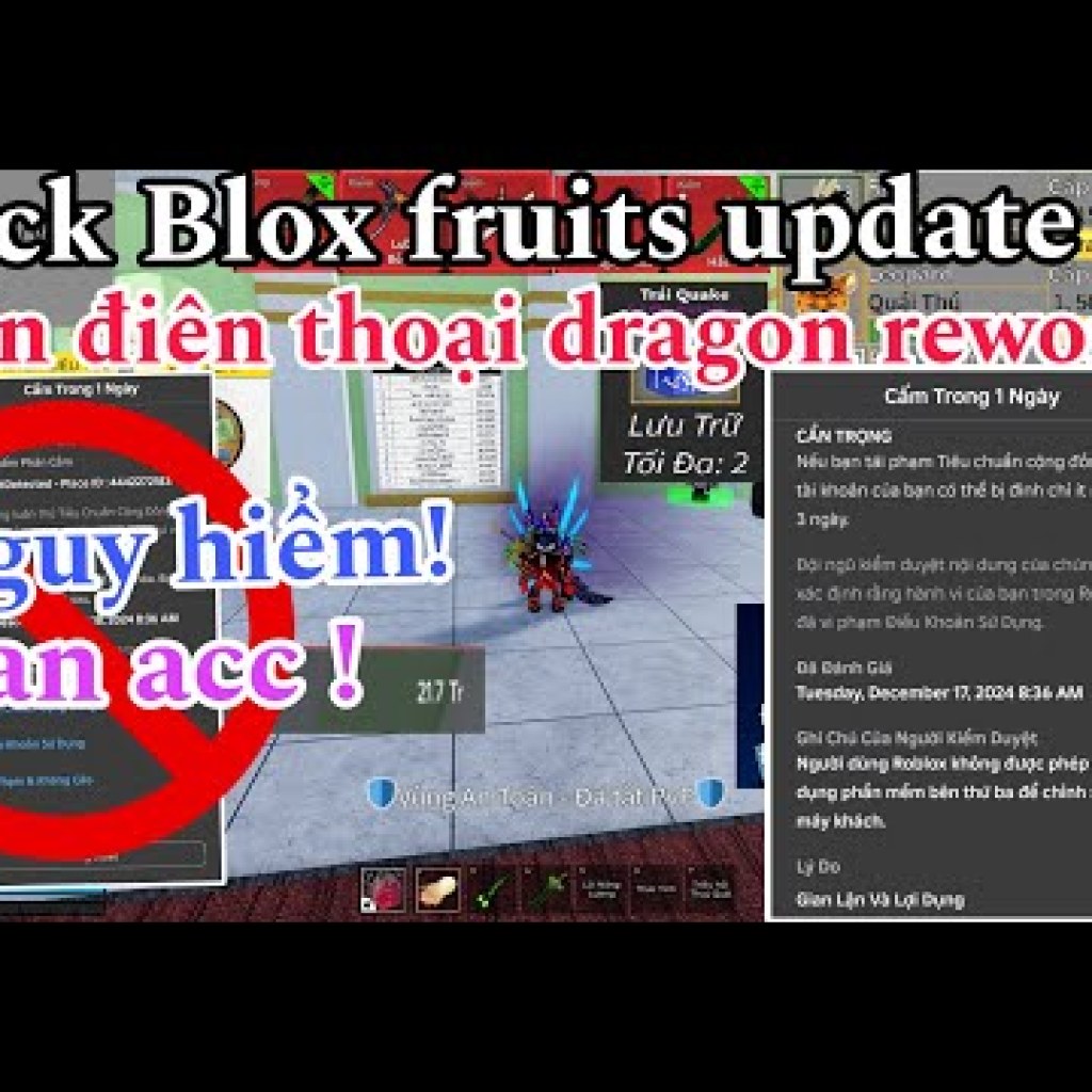 Bị cấm tài khoản khi sử dụng Hack Blox Fruits phiên bản 22 trên điện thoại Dragon Rework Bị cấm tài khoản khi sử dụng Hack Blox Fruits phiên bản 22 trên điện thoại Dragon Rework