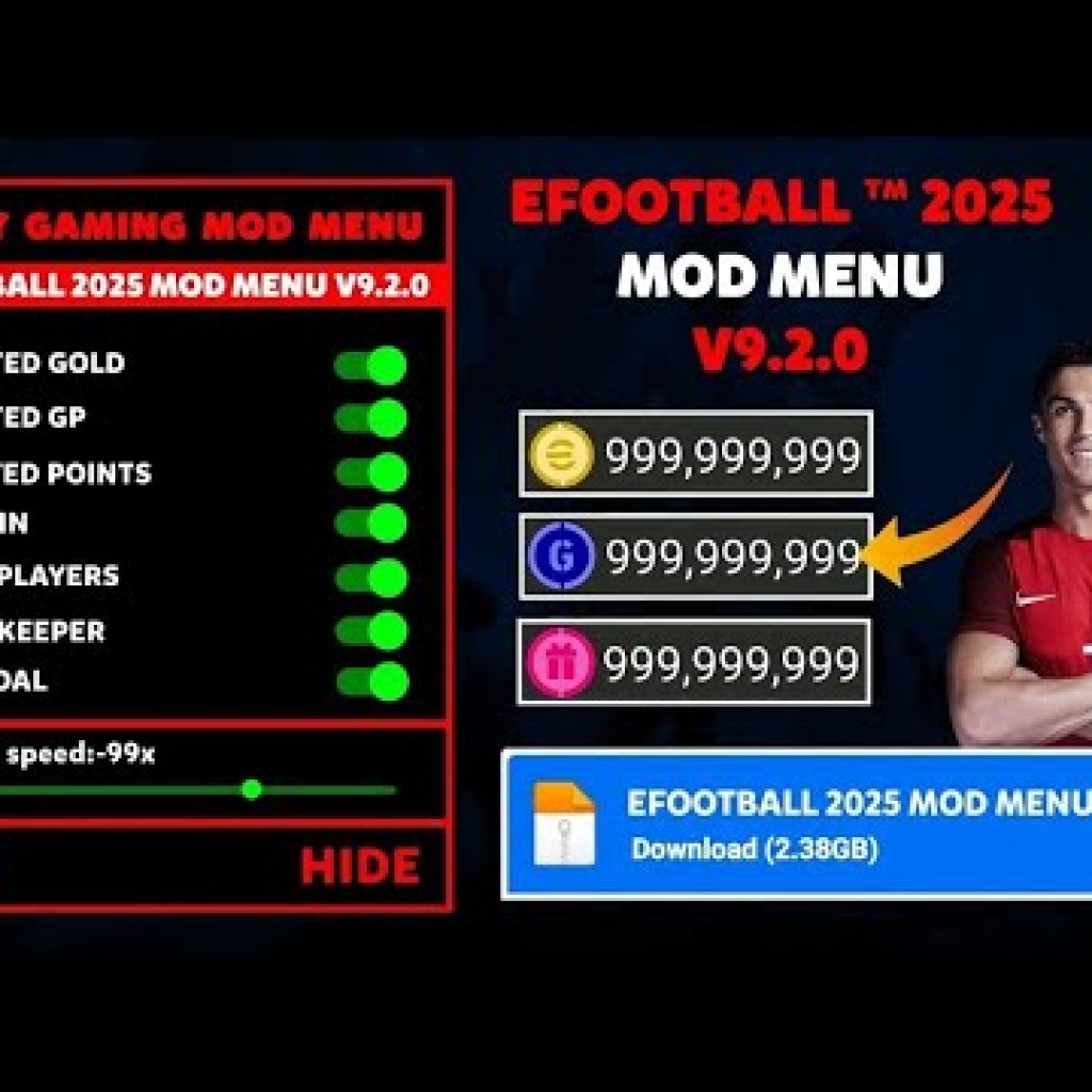 eFootball PES 2025 MOD APK v920: Tăng cường Gameplay, Mở khóa Không giới hạn tiền và Gp – MOD MENU PES 2025 eFootball PES 2025 MOD APK v920: Tăng cường Gameplay, Mở khóa Không giới hạn tiền và Gp – MOD MENU PES 2025