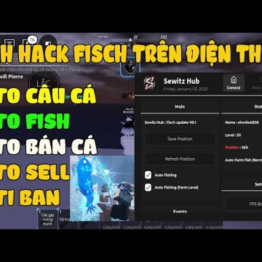 Hướng dẫn hack FISCH mới nhất trên điện thoại: Tự động câu cá, bán cá và tăng cấp độ tự động Hướng dẫn hack FISCH mới nhất trên điện thoại: Tự động câu cá, bán cá và tăng cấp độ tự động