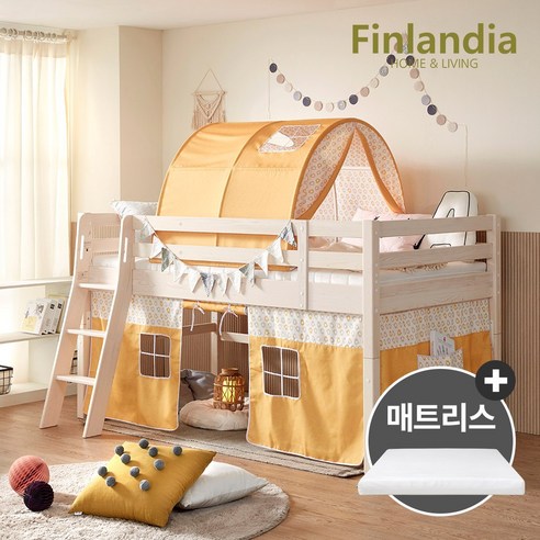 핀란디아 뉴캠프 벙커침대+견면매트, 핑크