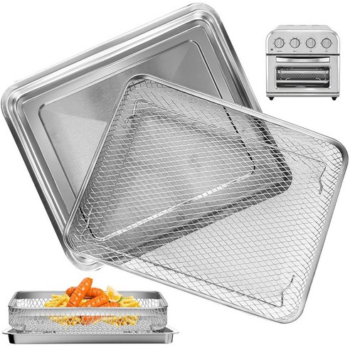 쿠진아트 Cuisinart TOA-26 TOA-28 토스터 에어 프라이어 컨벡션 오븐용 트레이 교체품 27.9 x 24.8cm(10.7 9.8인치) 논스틱 메시 스테인리스 스틸 바스켓 와이어 랙 액세서리 부품 식기세척기 사용 가능, 7)Grill Pan 10 IN for Breville