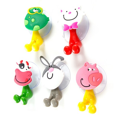 리버그린 귀요미 흡착 칫솔걸이 5p, 개구리, 고양이, 젖소, 토끼, 돼지, 1개