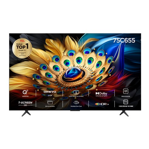TCL 4K UHD QLED TV, 191cm(76인치), 75C655, 벽걸이형, 방문설치