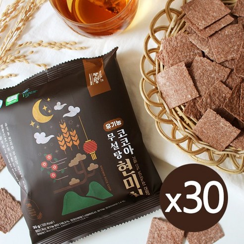 풍심당 쌀과자 튀기지 않은 유기농 무설탕 코코아 현미칩 (30g ) 비건 건강 간식, 30g, 10개