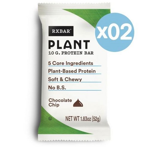 RXBAR 알엑스바 초콜릿 칩 츄이 프로틴 바 10g 52g 4개입 208g 2팩 Chocolate Chip Chewy Protein Bars