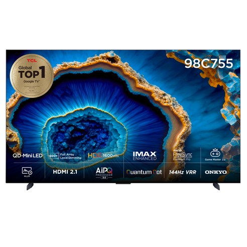 TCL 4K UHD QD-Mini LED 안드로이드12 TV, 248cm(98인치), 98C755, 스탠드형, 방문설치