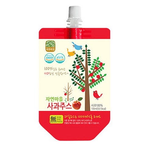자연마을 착즙 사과주스, 100ml, 180개