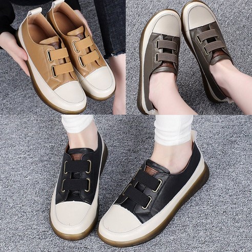 벨루치슈즈 여성 천연가죽 3.5cm 발편한 엄마 중년 스니커즈 운동화