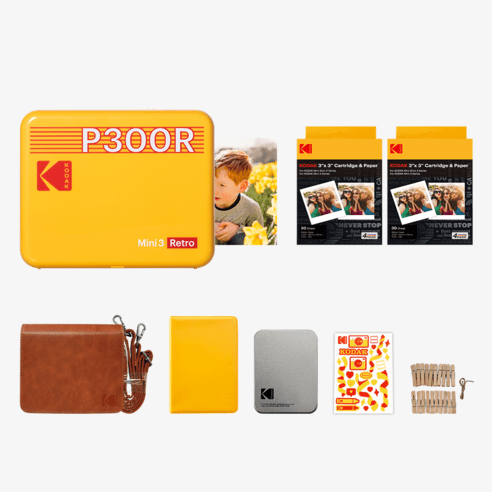 코닥 미니 3 레트로 휴대용 포토프린터 + 악세사리 번들 yellow, P300R Yellow
