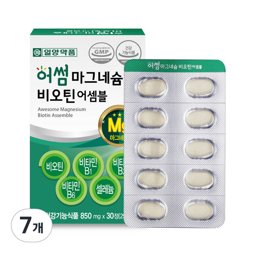 일양약품 마그네슘 비오틴 비타민B 영양제 25.5g, 30정, 7개