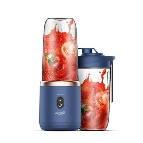 미니 휴대용 무선 전기 과즙 짜는 기계 레몬 오렌지 6 블레이드 블렌더 400ml 믹서, 01 파란