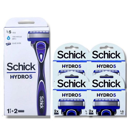 쉬크 하이드로5 베이직 면도기 1p + 면도기날 10p, 1세트, 면도기 1 + 면도날 10
