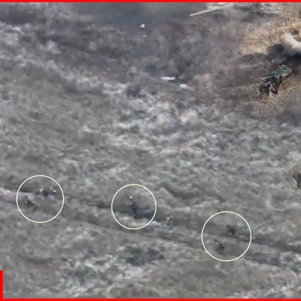 Drone footage shows Russians fleeing across Ugledar steppes as their military equipment burns Drone footage shows Russians fleeing across Ugledar steppes as their military equipment burns