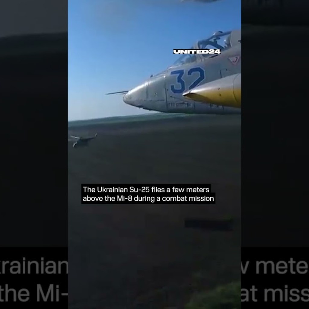Unbelievable! ?? Su-25 flies a few meters above the Mi-8 during a combat mission #warinukraine Unbelievable! ?? Su-25 flies a few meters above the Mi-8 during a combat mission #warinukraine
