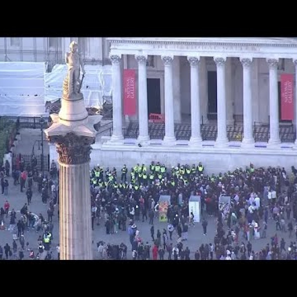 Scuffles break out between law enforcement and pro-Palestinian protesters in London Scuffles break out between law enforcement and pro-Palestinian protesters in London