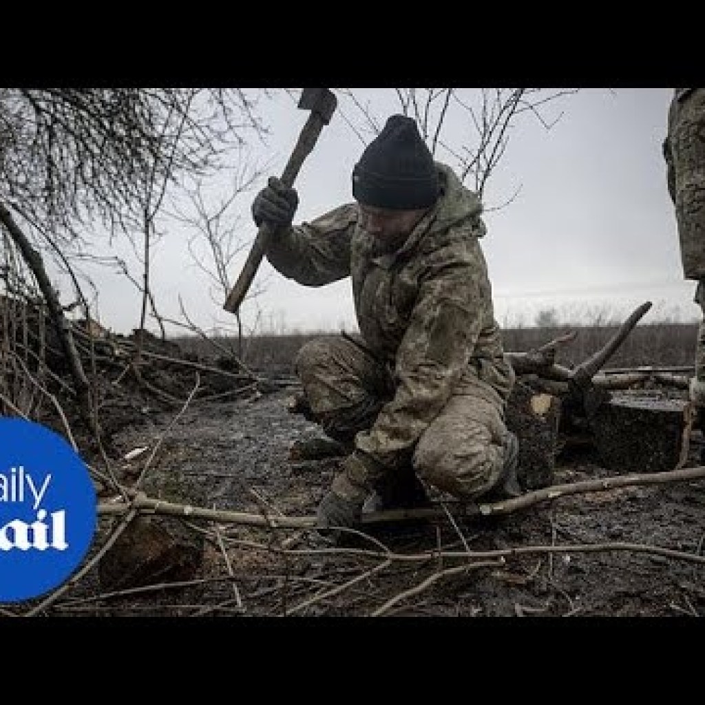 Brave Ukrainian soldier defends his trench near Bakhmut Brave Ukrainian soldier defends his trench near Bakhmut