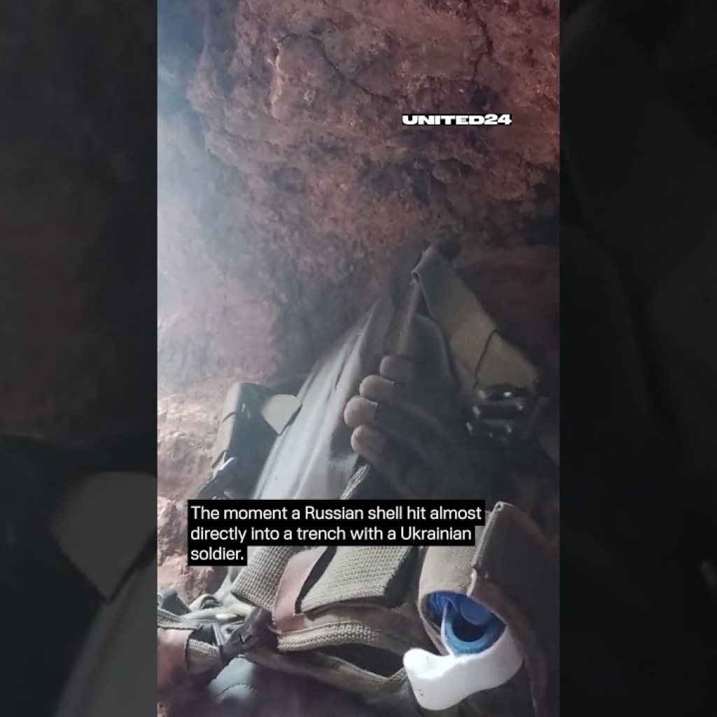 The moment a Russian shell hit almost directly into a trench with a Ukrainian soldier #warinukraine The moment a Russian shell hit almost directly into a trench with a Ukrainian soldier #warinukraine