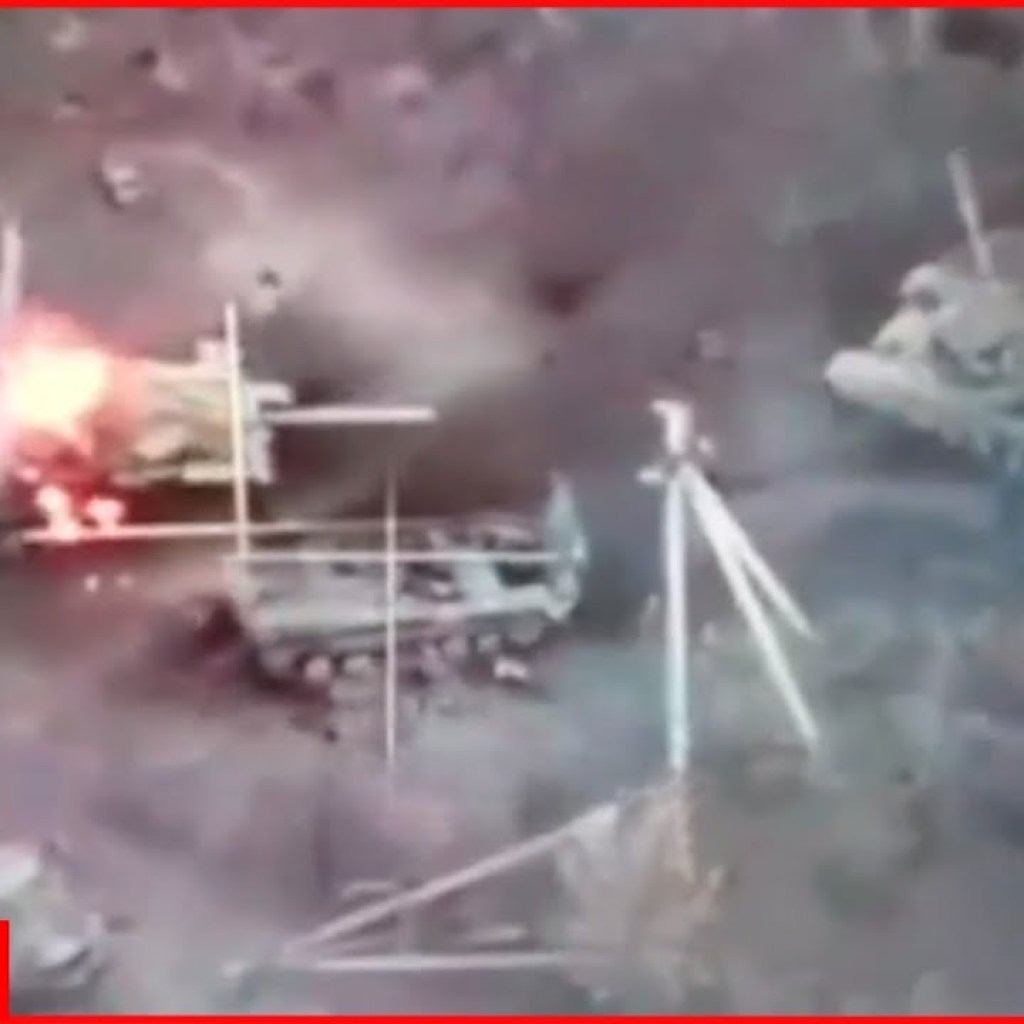 Drone reveals Russian armored preventing motor vehicles standing side by side capture fireplace following being strike Drone reveals Russian armored preventing motor vehicles standing side by side capture fireplace following being strike