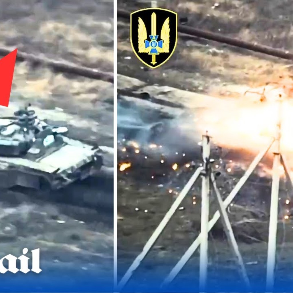 Russian tank explodes after being hit by Ukraine FPV drone in Avdiivka Russian tank explodes after being hit by Ukraine FPV drone in Avdiivka