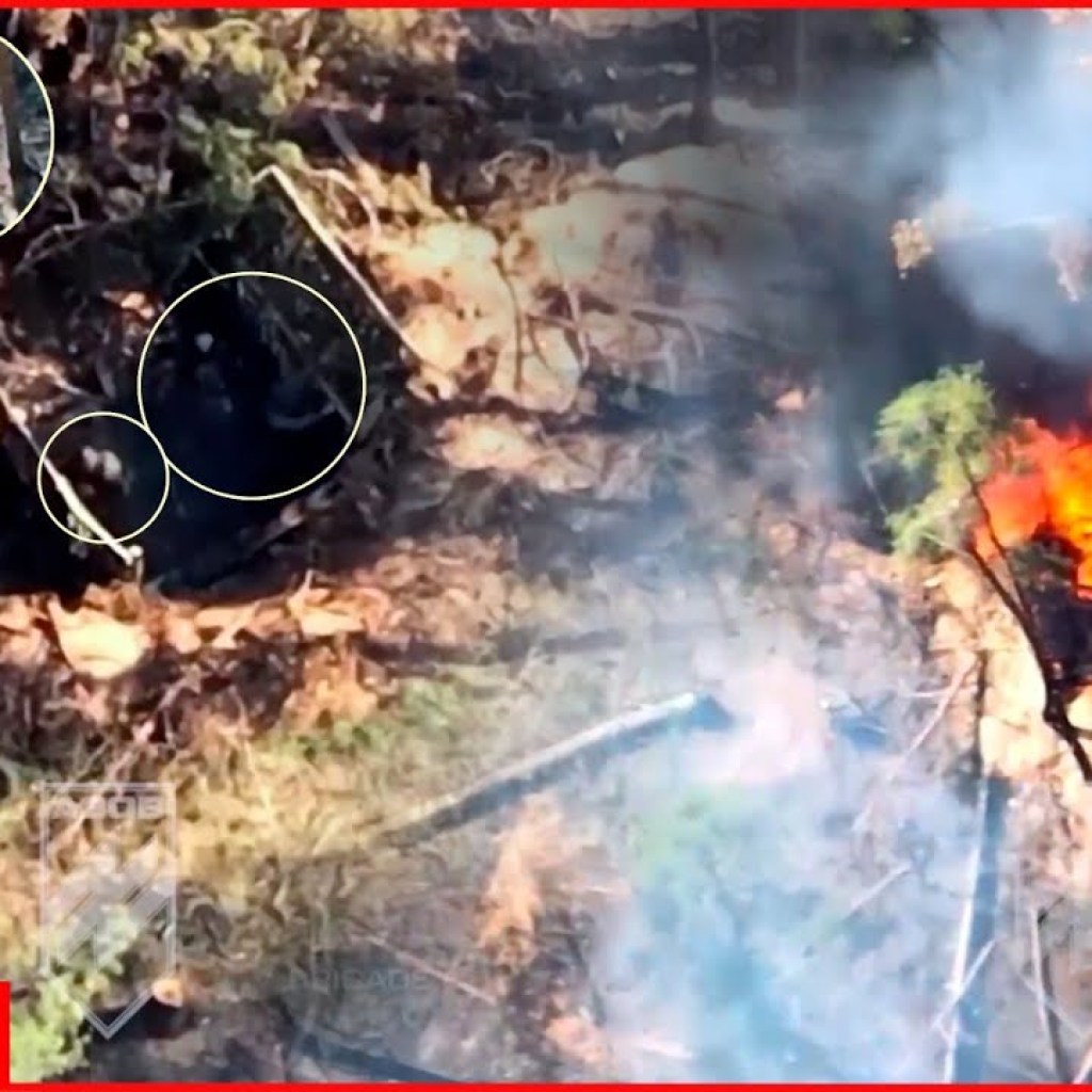 Azov fighters silence with a drone Russians who were firing at Ukrainian soldiers Azov fighters silence with a drone Russians who were firing at Ukrainian soldiers