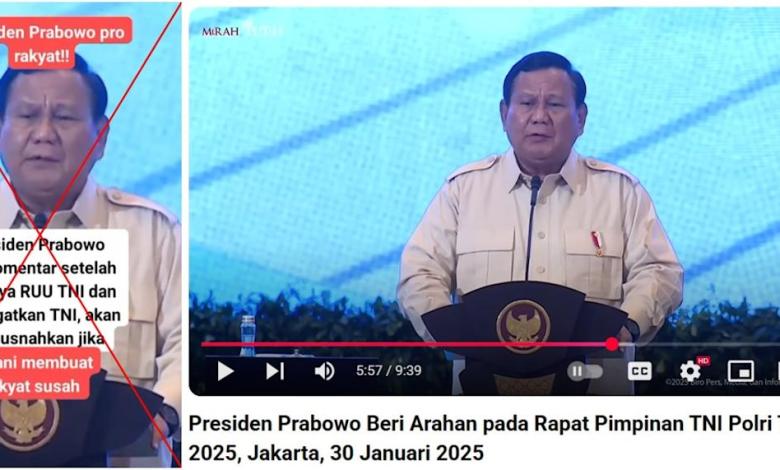 Ancient Prabowo speech misstates as a response to the new military law Ancient Prabowo speech misstates as a response to the new military law