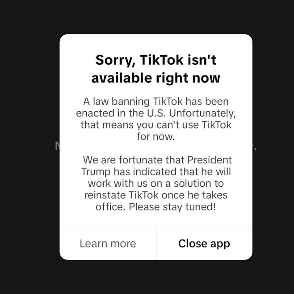 TikTok is no longer available in the US TikTok is no longer available in the US