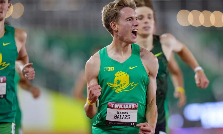 Benjamin Balazs wins again, Oregon men first in Big Ten track champs Benjamin Balazs wins again, Oregon men first in Big Ten track champs