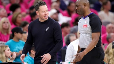 Spurs coach, Mitch Johnson, called for a technical after arguing over a challenge attempt in Game 5 of the Thunder’s loss. Spurs coach, Mitch Johnson, called for a technical after arguing over a challenge attempt in Game 5 of the Thunder’s loss.