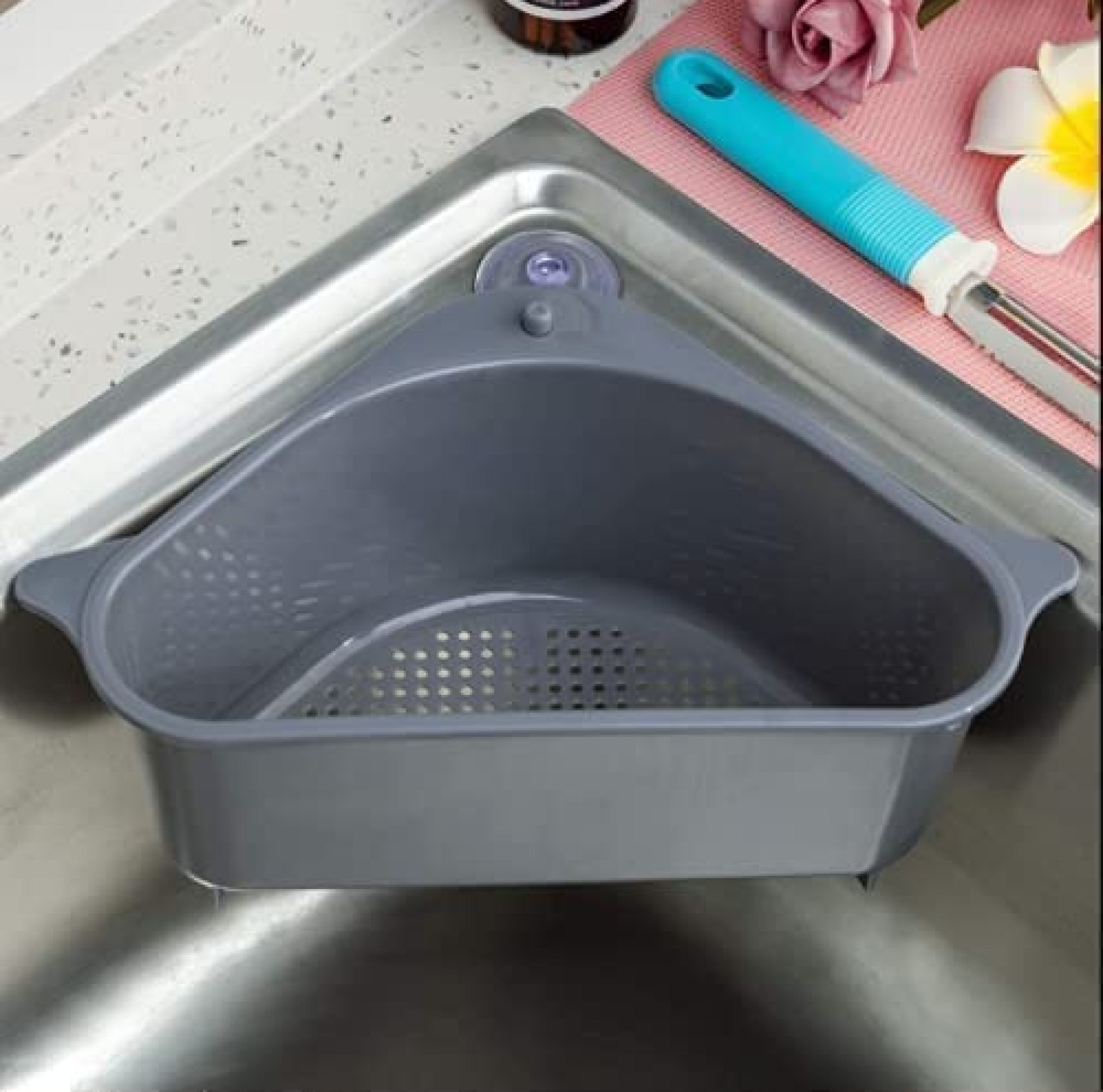 YKXIMS SK Trades 2 PCS Kitchen Triangle Sink Filter Corner Drain Strainer Basket (Multi Functional) Shelf Storage Holder(Sink Organizer) Food Catcher Tringle Shape Rack Pack of 2 YKXIMS SK Trades 2 PCS Kitchen Triangle Sink Filter Corner Drain Strainer Basket (Multi Functional) Shelf Storage Holder(Sink Organizer) Food Catcher Tringle Shape Rack Pack of 2