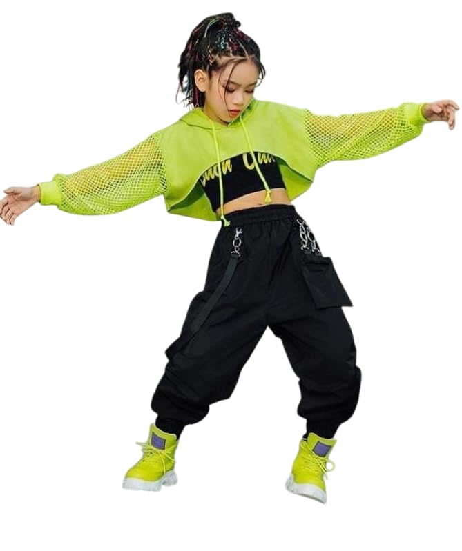 AMEEHA Hip Hop Dance Costume Set, Crop Top, Tank Top, Cargo Jogger Pants, 3-Piece Street Style Outfit AMEEHA Hip Hop Dance Costume Set, Crop Top, Tank Top, Cargo Jogger Pants, 3-Piece Street Style Outfit