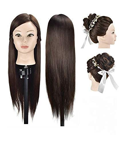 SUPER GELINGEN Brown Hair Dummy with Stand for Salon Use – Ideal for Hair Styling, Practice, and Cutting. Perfect for Wigs & Extensions. Professional Quality Tool. SUPER GELINGEN Brown Hair Dummy with Stand for Salon Use – Ideal for Hair Styling, Practice, and Cutting. Perfect for Wigs & Extensions. Professional Quality Tool.