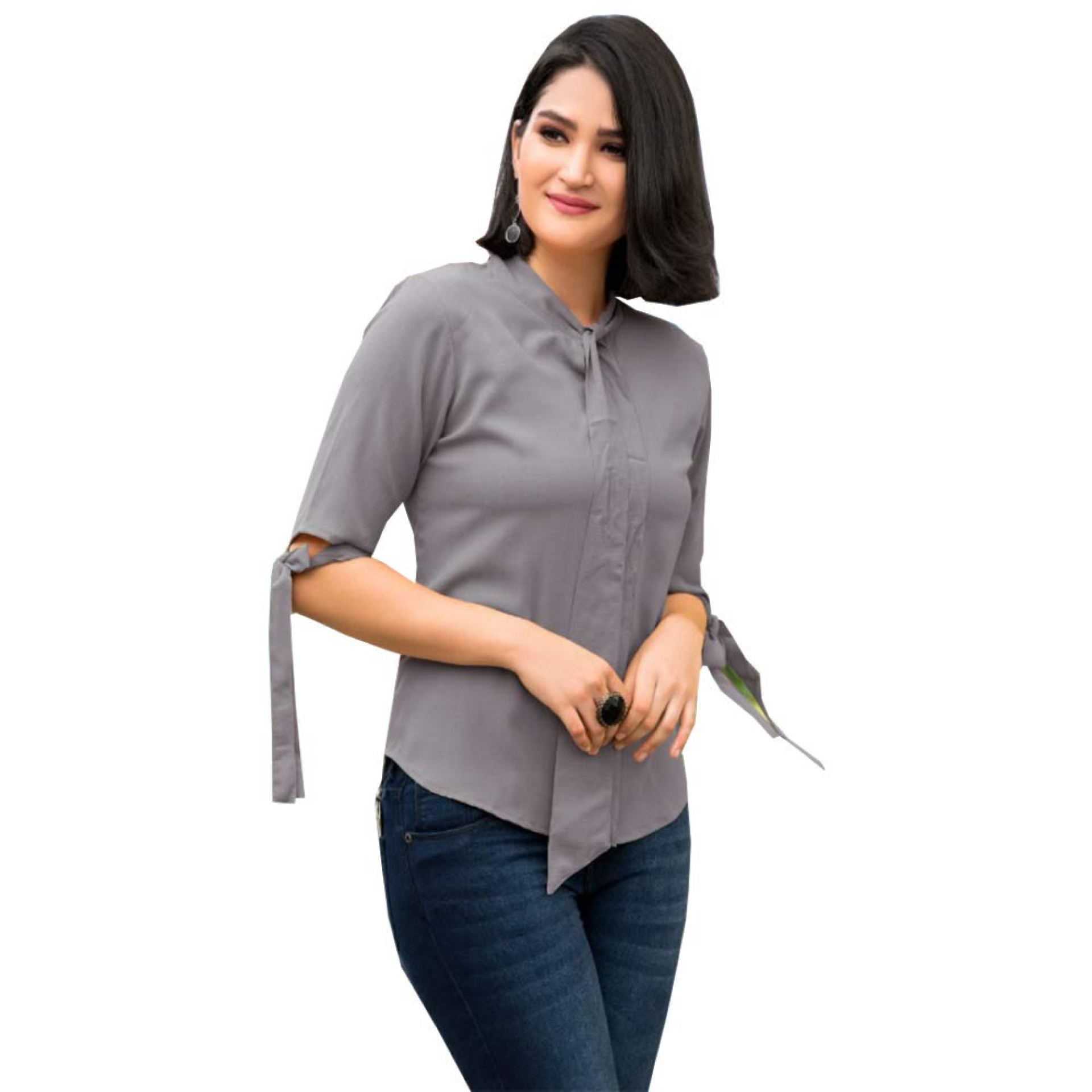 Sinina Revolve Grey Colour Cotton Blend Top-Revolve02 Sinina Revolve Grey Colour Cotton Blend Top-Revolve02