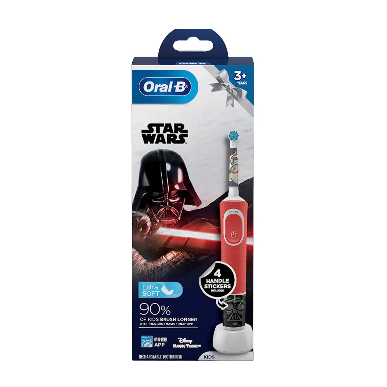Oral B Kids Star Wars Rechargeable Rotating Electric Toothbrush, 2 Brushing Modes (Daily & Sensitive), 2 Min Timer with Quadpacer, 2 Year Warranty by Oral-B, IPX7 Water Resistant, Round Brush Head Oral B Kids Star Wars Rechargeable Rotating Electric Toothbrush, 2 Brushing Modes (Daily & Sensitive), 2 Min Timer with Quadpacer, 2 Year Warranty by Oral-B, IPX7 Water Resistant, Round Brush Head