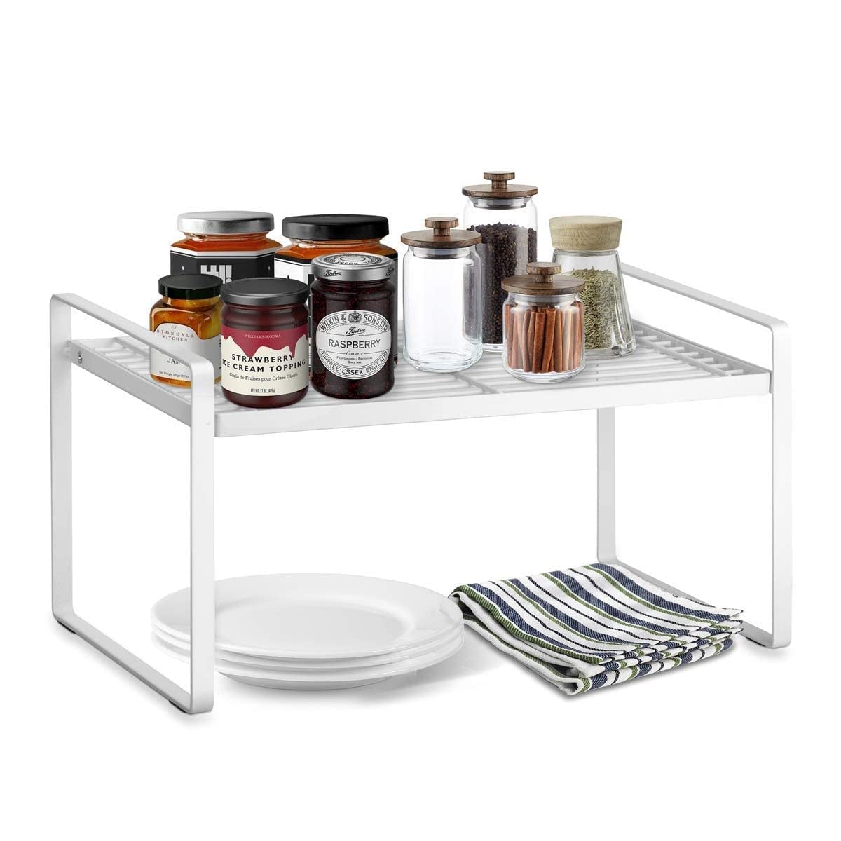 appeasy Kitchen Counter Shelf Organizer, Havy Duty Shelf Riser, Countertop Storage Pantry Shelf, Durable Metal Sink Shelf (White) appeasy Kitchen Counter Shelf Organizer, Havy Duty Shelf Riser, Countertop Storage Pantry Shelf, Durable Metal Sink Shelf (White)
